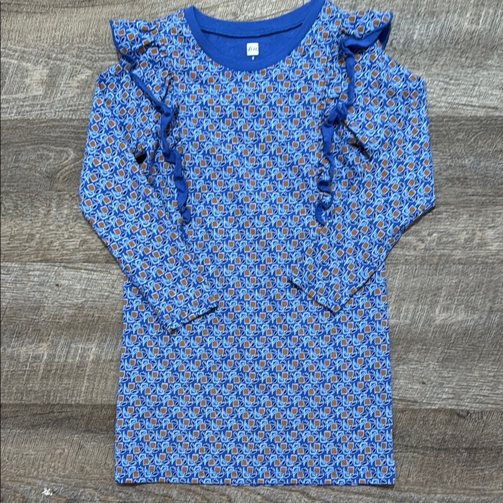 Tea Collection 100% Cotton Ruffle Sleeve A-Line Dress in “Tiny Tulips” Print